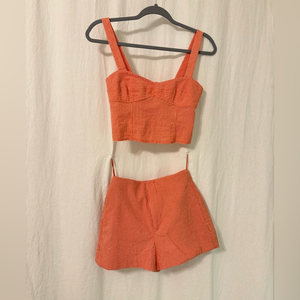 Zara two piece set- gingham shorts and crop top